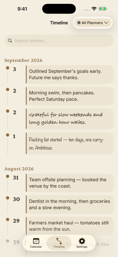 Dayleaf timeline with stickers per day