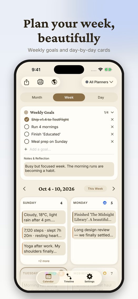 Plan your week, beautifully