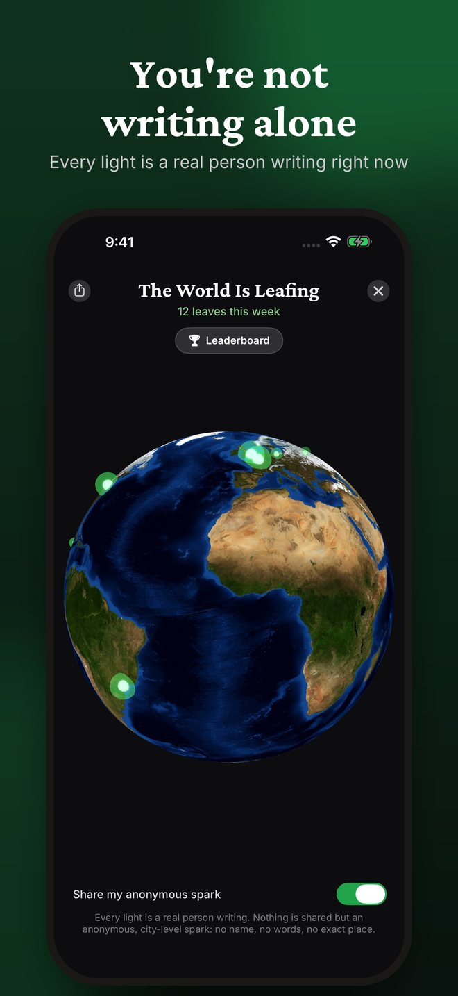 You're not writing alone: the leafing globe