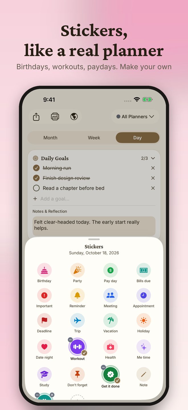 Stickers, like a real planner
