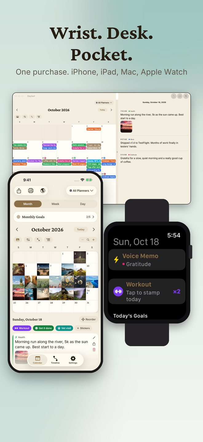 Wrist, desk, pocket: iPhone, iPad, Mac and Apple Watch